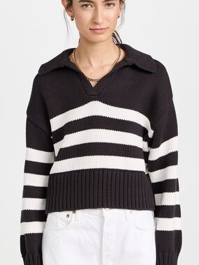 Pistola Arlo Striped Black & White V-Neck Sweater size small